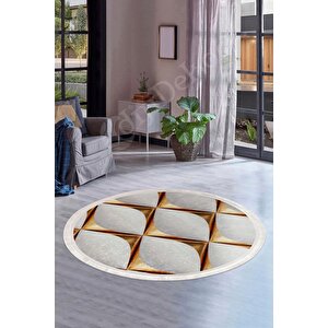 Halı Gold Cool Ky7059 Saçaklı Yuvarlak Kesme Ince Yolluk Kilim Salon Halısı Modelleri 190x190 cm