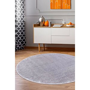 Peluş Halı Açık Gri Cool Yıkanabilir Yuvarlak Post Yolluk Kilim Salon Halısı Modelleri 200x200 cm