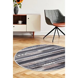 Halı Kahverengi Cool Köln Yuvarlak Kaymaz Kesme Ince Yolluk Kilim Salon Halısı Modelleri 120x120 cm