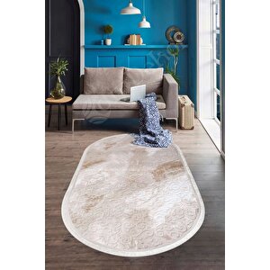 Halı Devetüyü Cool Yıkanabilir Saçaklı Oval Delüxe Yolluk Kilim Salon Halısı Modelleri 80x350 cm