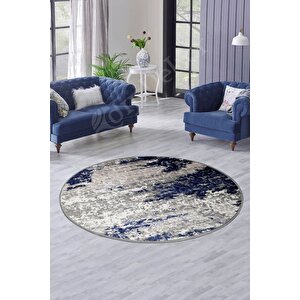 Halı Lacivert Cool Yıkanabilir Yuvarlak Delüxe Kesme Yolluk Kilim Salon Halısı Modelleri 100x100 cm