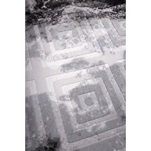 Halı Antrasit Cool Karo Saçaklı Oval Kesme Ince Yolluk Kilim Salon Halısı Modelleri