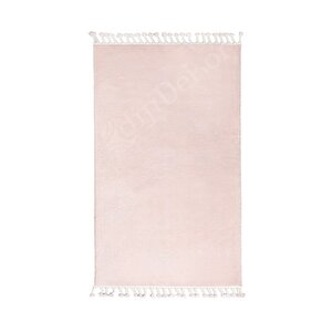 Pembe Post Dokuma Halı Saçaklı Peluş Yumuşacık Antibakteriyel Çocuk Mutfak Salon Halısı 150x233 cm