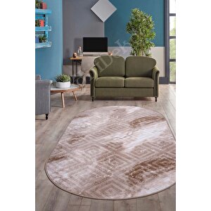 Halı Devetüyü Cool Karo Yıkanabilir Oval Kesme Ince Yolluk Kilim Salon Halısı Modelleri 60x100 cm