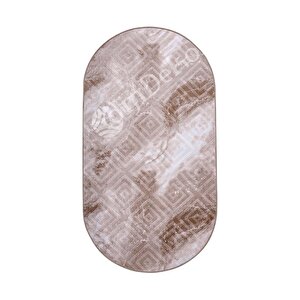 Halı Devetüyü Cool Karo Yıkanabilir Oval Kesme Ince Yolluk Kilim Salon Halısı Modelleri 60x100 cm
