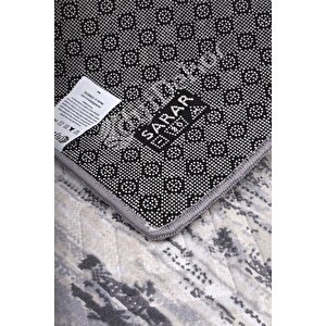 Halı Gri14 Cool Karo Yıkanabilir Saçaksız Kesme Ince Yolluk Kilim Salon Halısı Modelleri 120x180 cm