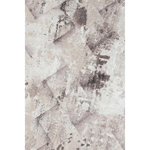 Halı Bej Cool K1280 Saçaklı Yuvarlak Kesme Ince Yolluk Kilim Salon Halısı Modelleri 100x100 cm