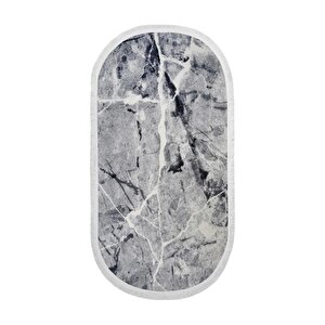 Halı Gri Cool Granit Yıkanabilir Saçaklı Oval Kesme Ince Yolluk Kilim Salon Halısı Modeli 120x180 cm