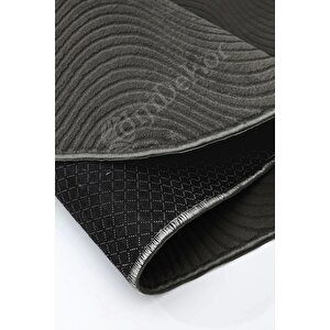 Halı Cool Antrasit Sahra Desenli Saçaksız Oval Kesme Yolluk Kilim Salon Halısı Modelleri