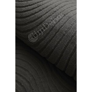 Halı Cool Antrasit Sahra Desenli Saçaksız Oval Kesme Yolluk Kilim Salon Halısı Modelleri 60x350 cm