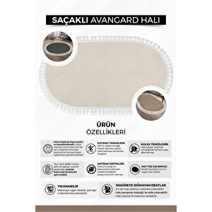 Avangard Oval Halı Pramit Antrasit Salon Koridor Antre Mutfak Halısı Silinebilir Saçaklı