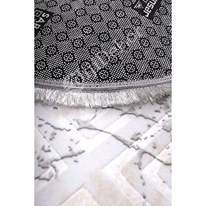 Halı Gri3 Cool Karo Yıkanabilir Saçaklı Oval Kesme Ince Yolluk Kilim Salon Halısı Modeli