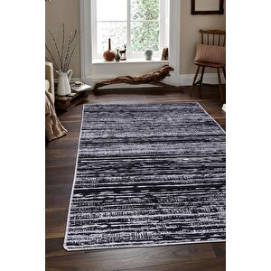 Halı Siyah Gri Cool Ym4700 Yıkanabilir Kesme Ince Yolluk Kilim Salon Halısı Modelleri