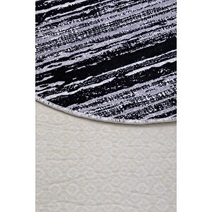 Halı Siyah Gri Cool Ym4700 Yıkanabilir Oval Kesme Ince Yolluk Kilim Salon Halısı Modeli 180x500 cm
