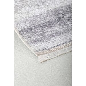Halı Gri Cool Ky7056 Yıkanabilir Saçaklı Kesme Ince Yolluk Kilim Salon Halısı Modelleri