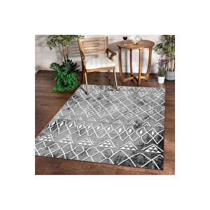 Halı Gri Bm004gr Yıkanabilir Saçaksız Ince Yolluk Kilim Salon Halısı Modelleri 100x200 cm