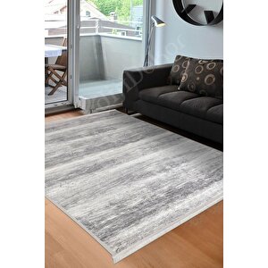 Halı Gri Cool Ky7056 Yıkanabilir Saçaklı Kesme Ince Yolluk Kilim Salon Halısı Modelleri 120x300 cm