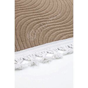 Halı Cool Kahverengi Sahra Kaymaz Yıkanabilir Saçaklı Yolluk Salon Halısı Modelleri 120x450 cm