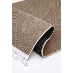 Halı Cool Kahverengi Sahra Kaymaz Yıkanabilir Saçaklı Yolluk Salon Halısı Modelleri