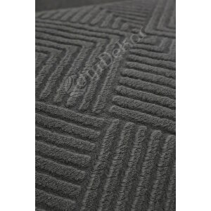 Avangard Oval Halı Pramit Antrasit Salon Koridor Antre Mutfak Halısı Silinebilir Saçaklı 60x900 cm
