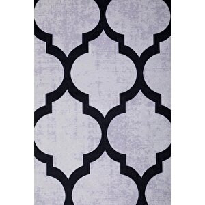 Halı Gri Maça Yıkanabilir Saçaksız Oval Kesme Ince Yolluk Kilim Salon Halısı Modelleri 140x600 cm