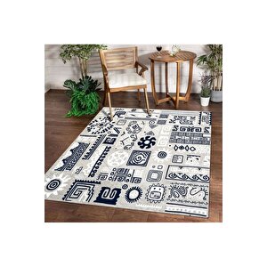 Halı Gri K0450 Yıkanabilir Saçaksız Ince Yolluk Kilim Salon Halısı Modelleri 120x180 cm