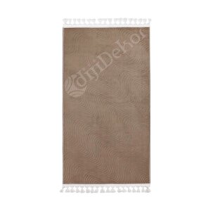 Halı Cool Kahverengi Sahra Kaymaz Yıkanabilir Saçaklı Yolluk Salon Halısı Modelleri 120x180 cm