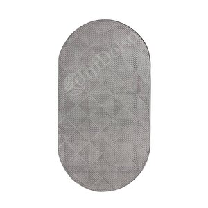 Halı Cool Gri Pramit Kaymaz Yıkanabilir Saçaksız Oval Yolluk Kilim Salon Halısı Modelleri 140x250 cm