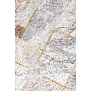 Halı Açık Vizon Cool Yıkanabilir Yuvarlak Delüxe Yolluk Kilim Salon Halısı Modelleri 90x90 cm