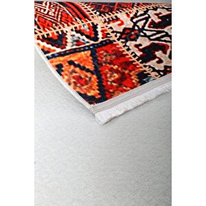 Halı Turuncu Cool K1300 Yıkanabilir Saçaklı Kesme Ince Yolluk Kilim Salon Halısı Modeli 150x400 cm