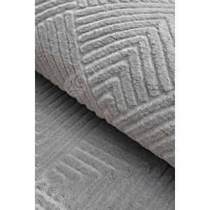 Halı Cool Gri Pramit Kaymaz Yıkanabilir Saçaksız Oval Yolluk Kilim Salon Halısı Modelleri 120x180 cm