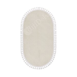 Halı Cool Krem Sahra Desenli Yıkanabilir Saçaklı Oval Yolluk Kilim Salon Halısı Modelleri 40x70 cm