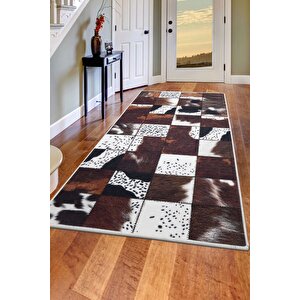 Halı Kahverengi Dr01 Yıkanabilir Saçaksız Kesme Ince Yolluk Kilim Salon Halısı Modelleri 160x160 cm