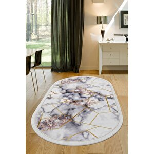 Halı Gold Kristal Yıkanabilir Saçaklı Oval Kesme Ince Yolluk Kilim Salon Halısı Modelleri 120x180 cm
