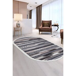 Halı Kahverengi Cool Köln Saçaklı Oval Kesme Ince Yolluk Kilim Salon Halısı Modelleri 160x300 cm