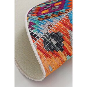 Halı Çok Renkli 9010 Yıkanabilir Yuvarlak Kesme Ince Yolluk Kilim Salon Halısı Modelleri