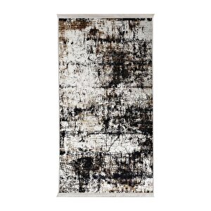 Halı Siyah Cool K1310 Yıkanabilir Saçaklı Kesme Ince Yolluk Kilim Salon Halısı Modelleri 80x650 cm
