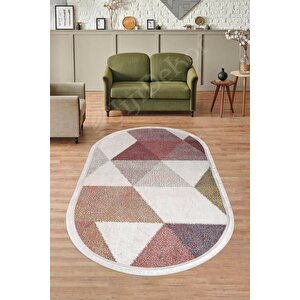 Halı Multi Cool K1270 Saçaklı Oval Kaymaz Kesme Ince Yolluk Kilim Salon Halısı Modelleri 80x400 cm
