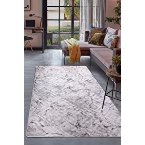 Halı Gri Cool Karo Yıkanabilir Saçaksız Kesme Ince Yolluk Kilim Salon Halısı Modelleri