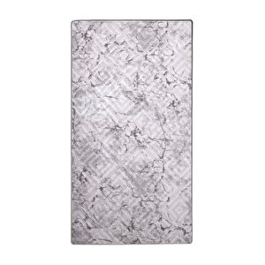 Halı Gri Cool Karo Yıkanabilir Saçaksız Kesme Ince Yolluk Kilim Salon Halısı Modelleri 120x180 cm