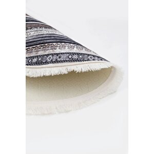 Halı Kahverengi Cool Köln Saçaklı Oval Kesme Ince Yolluk Kilim Salon Halısı Modelleri 120x180 cm