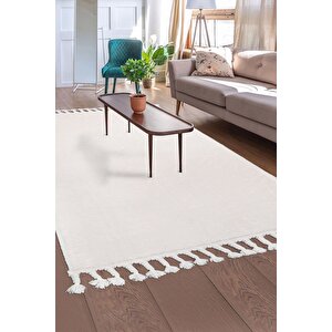 Peluş Halı Açık Vizon Cool Saçaklı Post Kesme Yolluk Kilim Salon Halısı Modelleri 80x450 cm