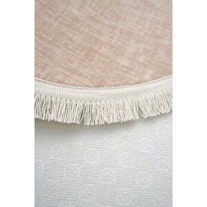 Halı Vizon Stylish Yıkanabilir Saçaklı Oval Kesme Ince Yolluk Kilim Salon Halısı Modeli