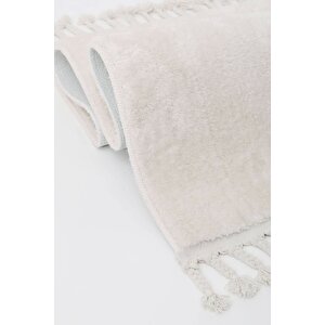 Peluş Halı Açık Vizon Cool Saçaklı Post Kesme Yolluk Kilim Salon Halısı Modelleri 160x160 cm