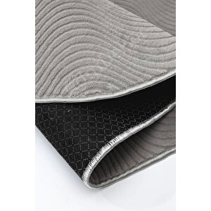 Halı Cool Gri Sahra Desenli Yıkanabilir Saçaksız Oval Yolluk Kilim Salon Halısı Modelleri 80x150 cm
