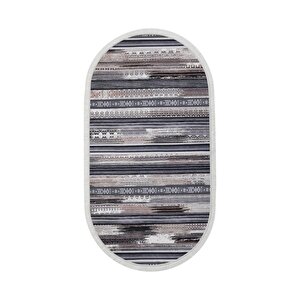 Halı Kahverengi Cool Köln Saçaklı Oval Kesme Ince Yolluk Kilim Salon Halısı Modelleri 60x100 cm