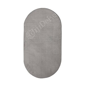 Halı Cool Gri Sahra Desenli Yıkanabilir Saçaksız Oval Yolluk Kilim Salon Halısı Modelleri 60x200 cm