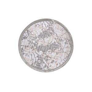 Halı Gri3 Cool Karo Saçaklı Yuvarlak Kesme Ince Yolluk Kilim Salon Halısı Modelleri 180x180 cm