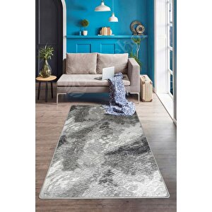 Delüxe Antrasit Saçaksız Yeni Kabartmalı Model Salon Halısı 80x700 cm
