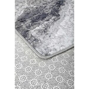 Delüxe Antrasit Saçaksız Yeni Kabartmalı Model Salon Halısı 80x700 cm